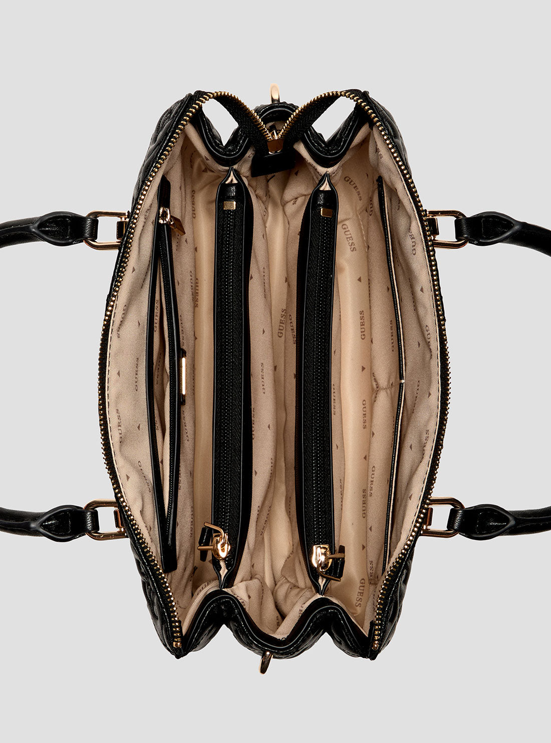 GUESS Womens Black Adelasia Satchel Bag QL965806 Inside View