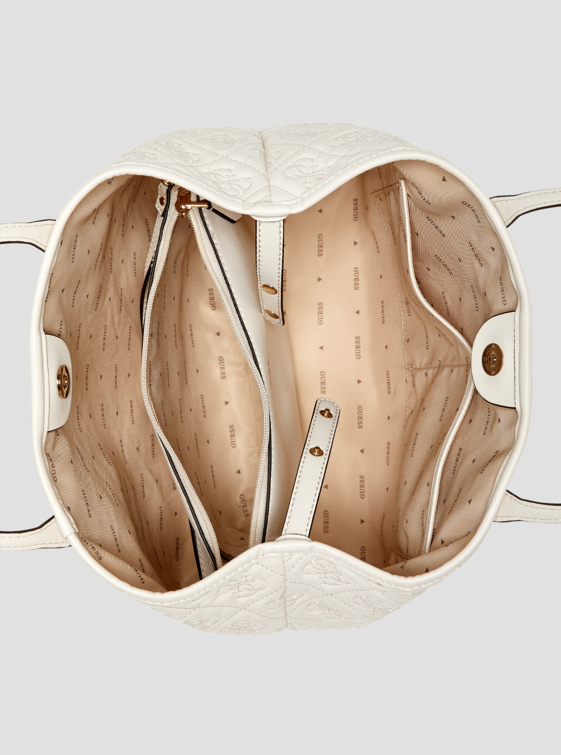 GUESS Women's White Adelasia 2 in 1 Tote Bag QL965823 Internal View