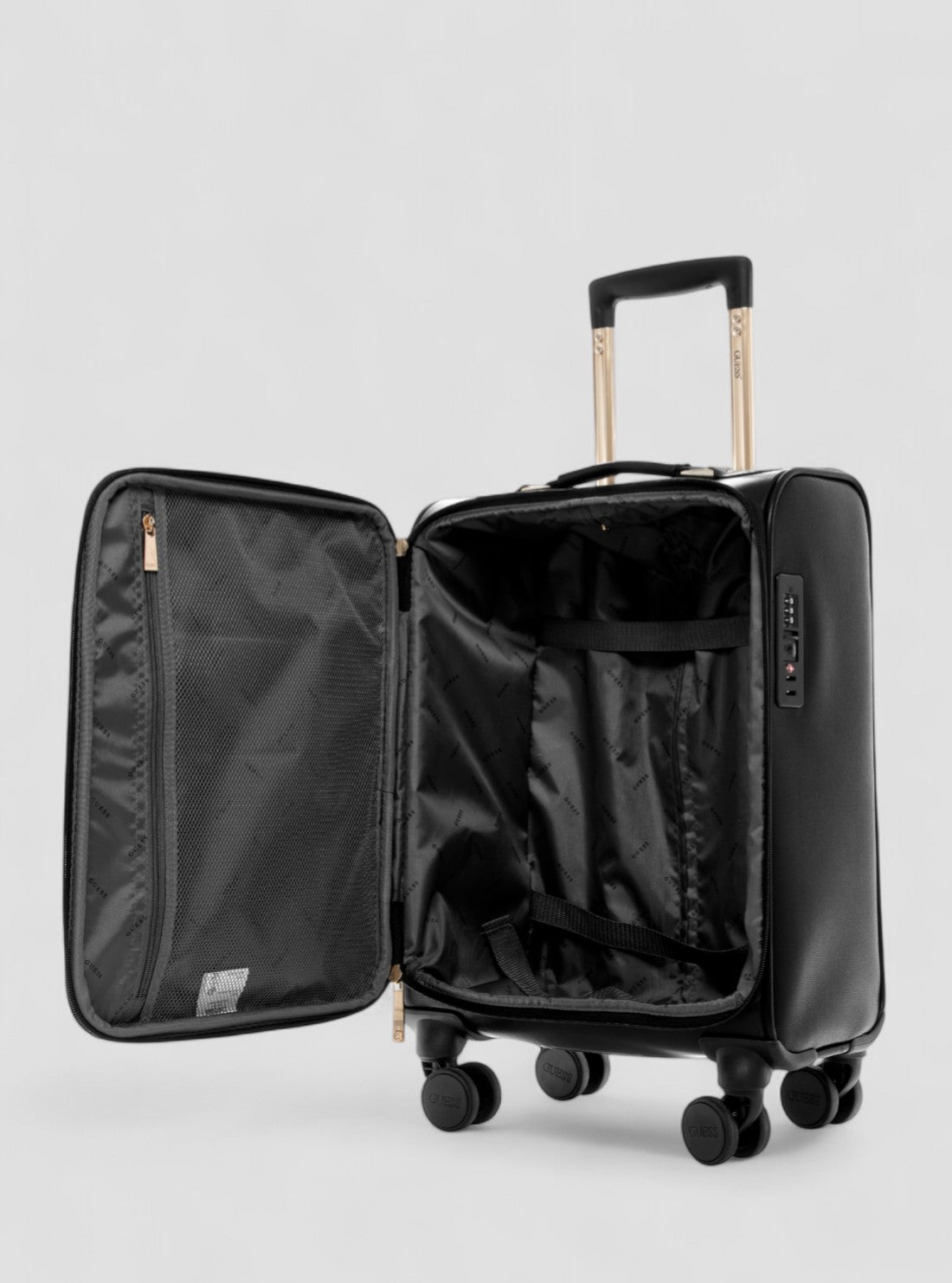 GUESS Womens Black Logo Adelasia 45cm Suitcase QL9658983 Inside View