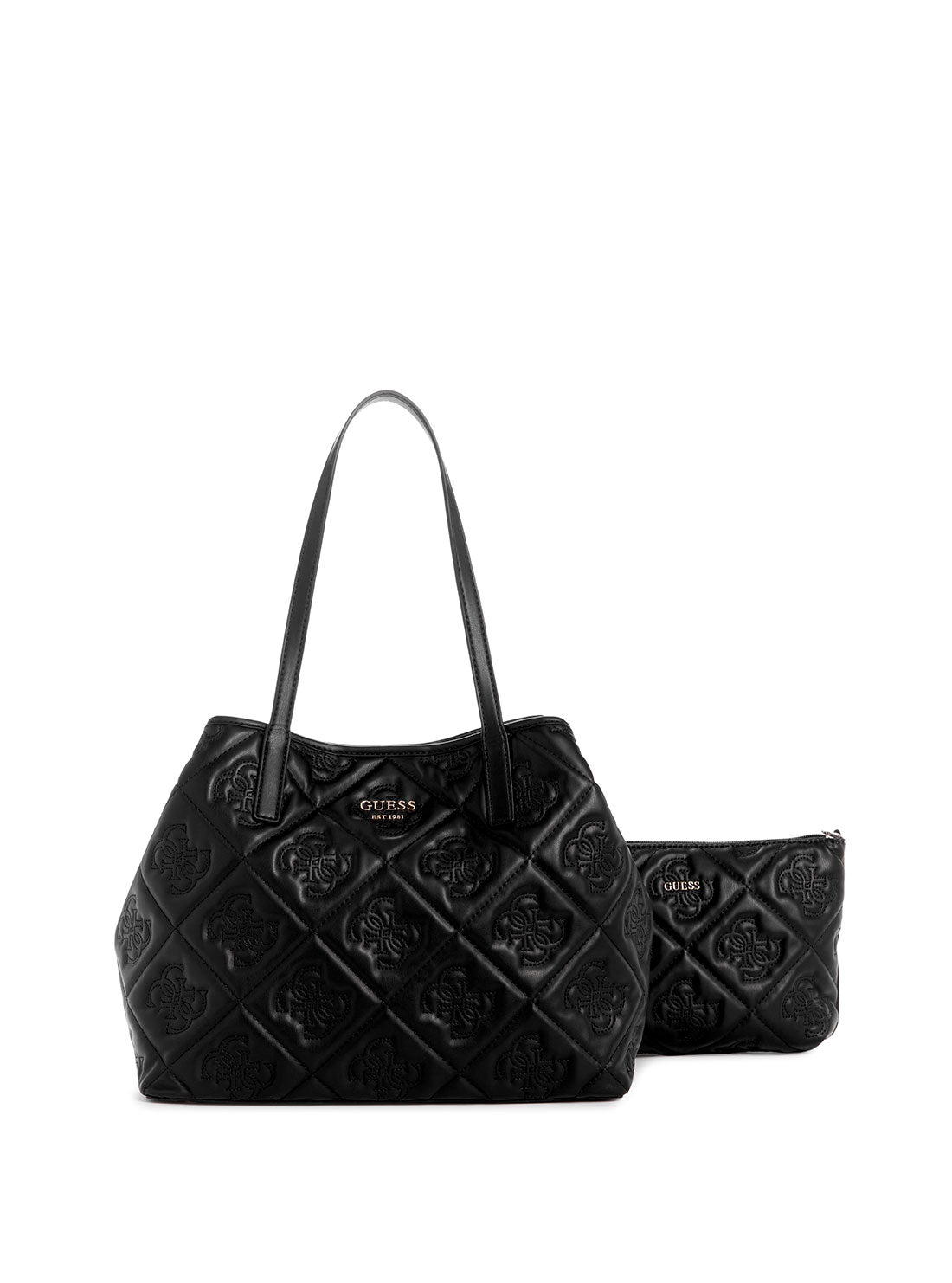 GUESS Black Logo Vikky 2 in 1 Tote Bag front view