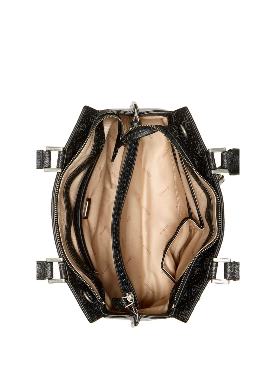 Black Katey Luxury Satchel Bag | GUESS Women's Handbags | inside view