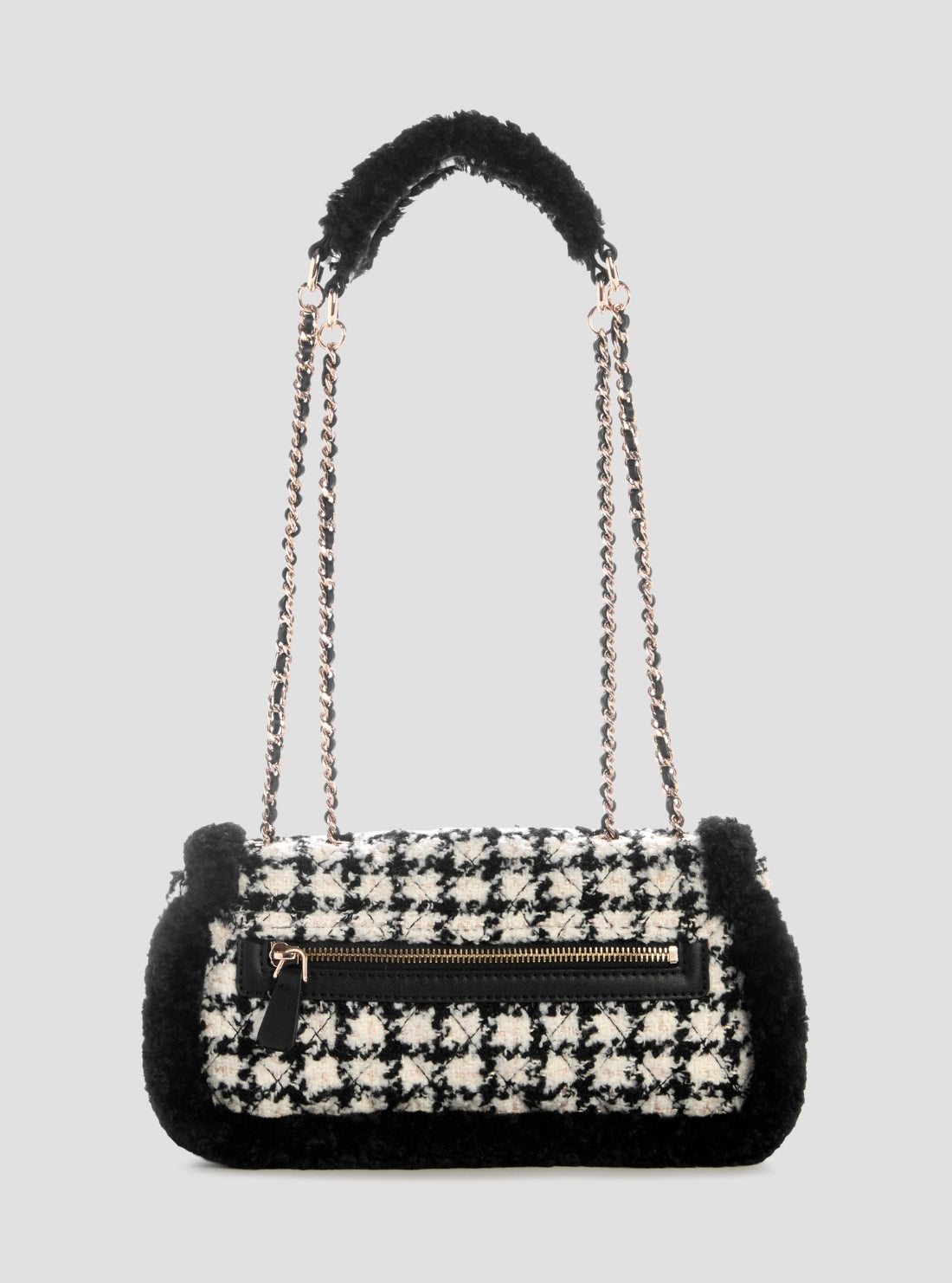 GUESS Womens Black Multi Cristi Convertible Crossbody Flap Bag QT813921 Back View