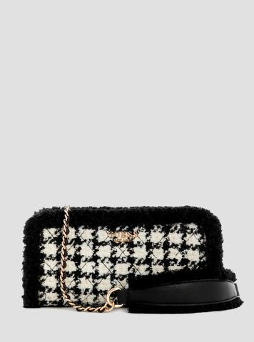 GUESS Womens Black Multi Cristi Top Zip Crossbody Bag QT813972 Front View