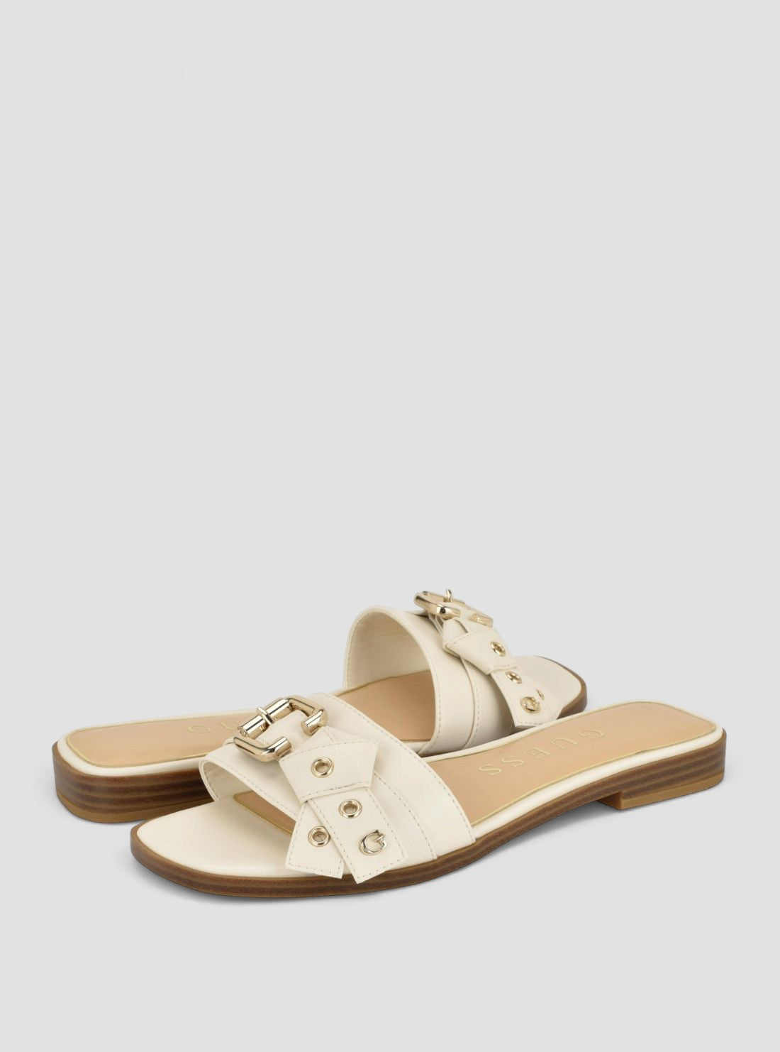 GUESS Footwear Ivory Rissie Flat Sandals RISSIE Front Side View