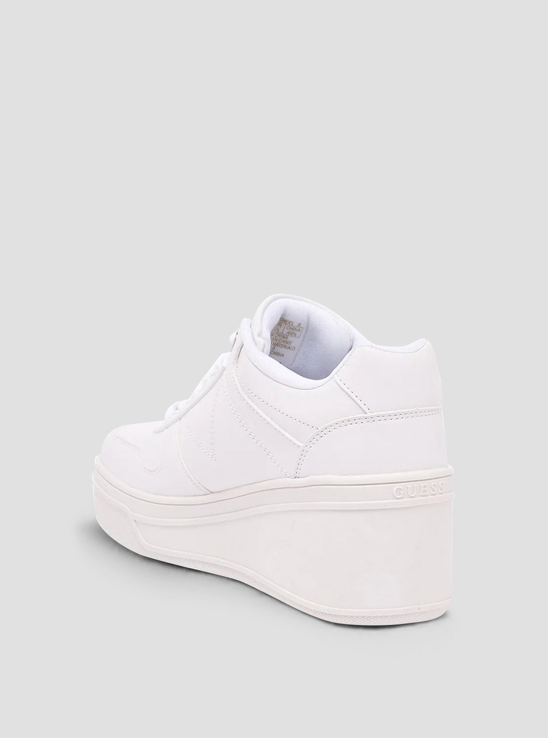GUESS Womens White Rozinn Wedge Sneakers ROZINN Back View