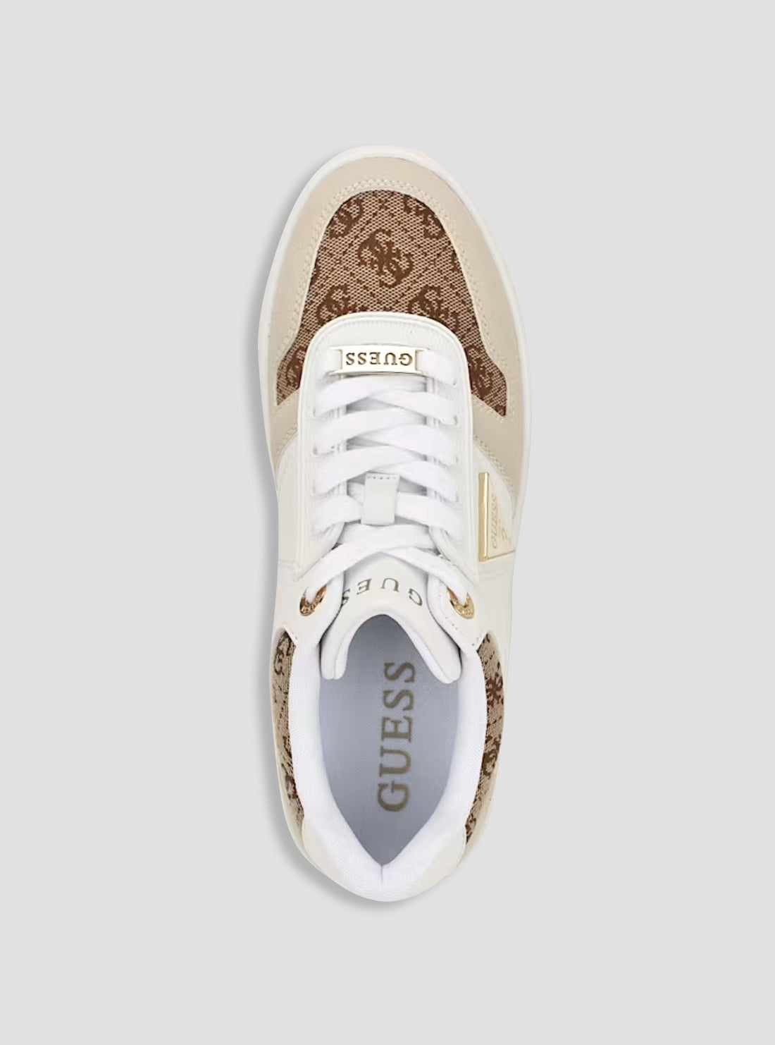 GUESS Womens White Multi Rozinn Wedge Sneakers ROZINN Top View