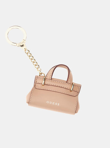 Beige Leather Handbag Keyring