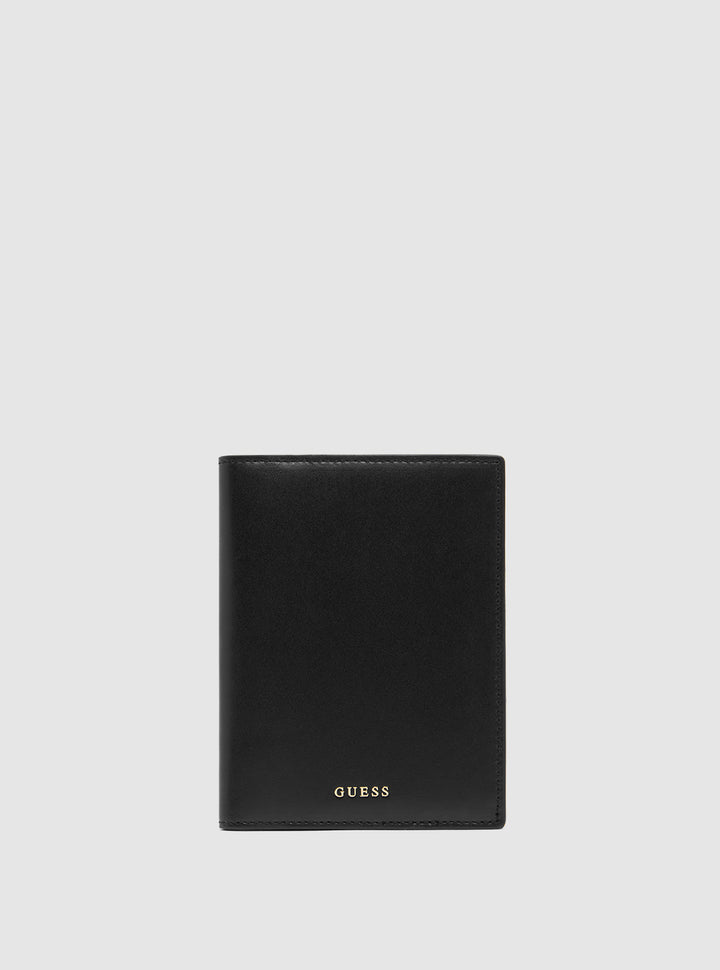 GUESS Womens Black Leather Passport Holder RW1657P4301 Front View