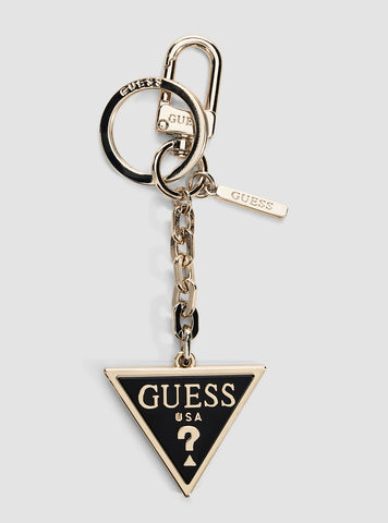 GUESS Accessories Black Triangle Logo Keyring RW1785P5201 Front View