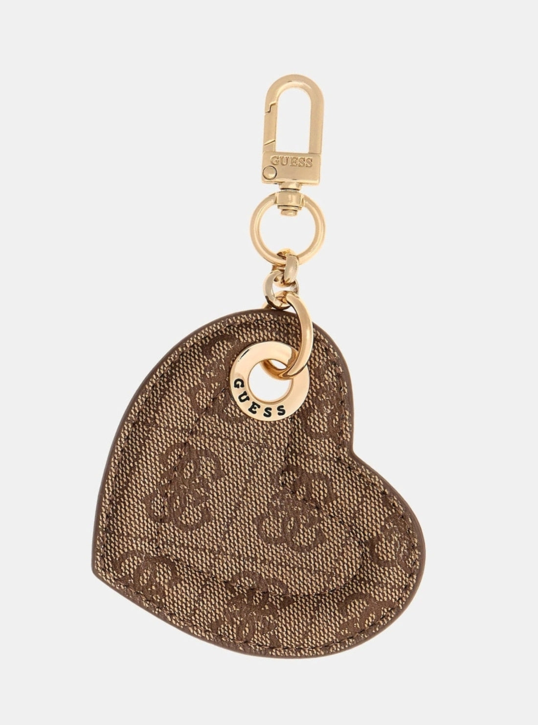 GUESS Accessories Brown Logo Heart Keyring RW1793P5301 Front View