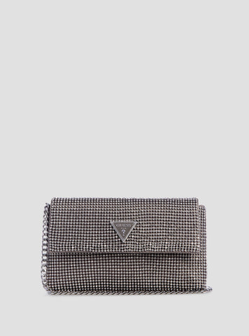 GUESS Womens Silver Zalina Clutch Bag RY935070 Front View