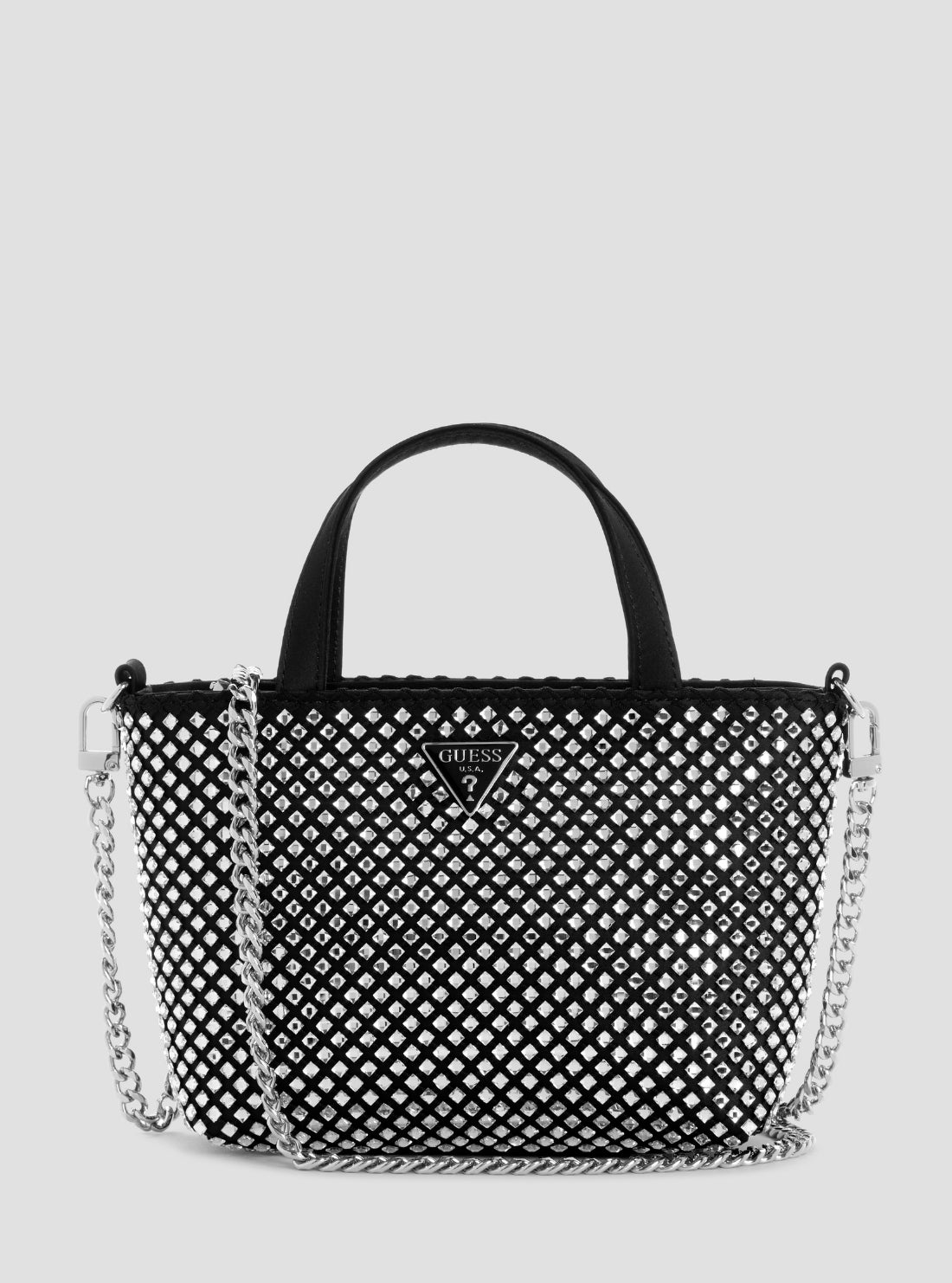 GUESS Womens Black Tasmin Mini Tote Bag RY993175 Front View