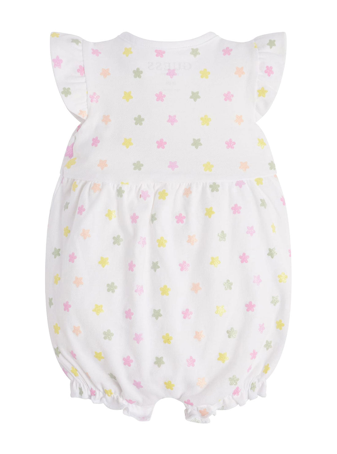 White Glitter Flower Onesie | GUESS Baby | Back view
