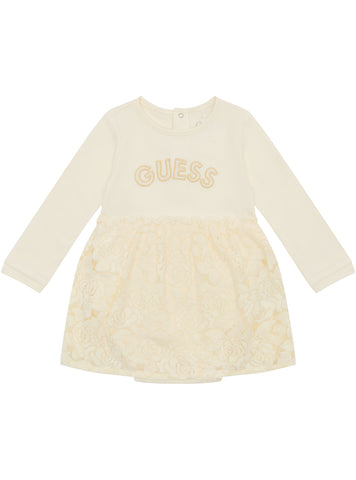 White Long Sleeve Mini Dress (0-12M)