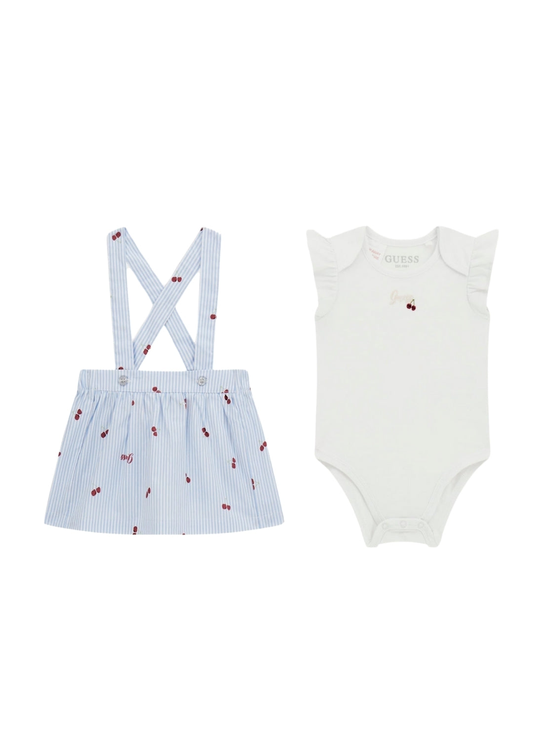 GUESS Baby White 2-Piece Bodysuit and Skirtall Set (0–12m) Front View_2