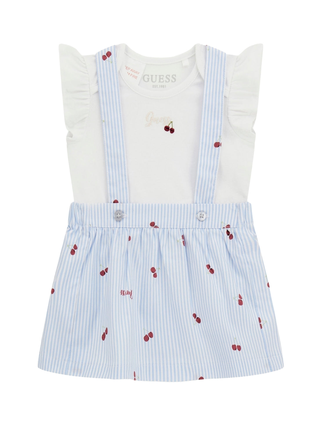 GUESS Baby White 2-Piece Bodysuit and Skirtall Set (0–12m) Front View