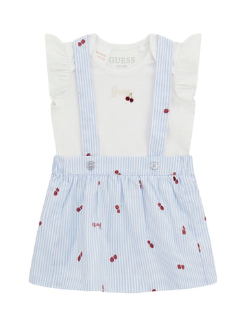 GUESS Baby White 2-Piece Bodysuit and Skirtall Set (0–12m) Front View