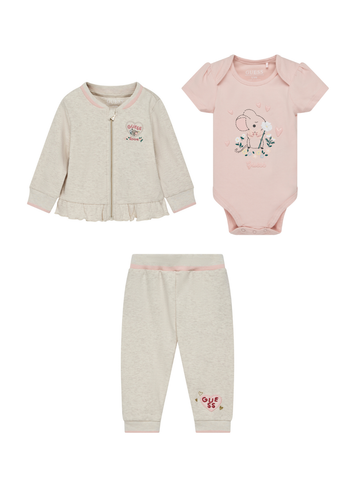 GUESS Kids Pink Multi 3-Piece Cotton Set (0-12m) S5YG05K6YW4 Flatlay