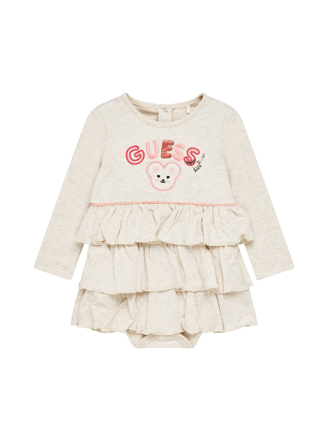 GUESS Kids Eco Beige Interlock Dress Bodysuit (0-12m) S5YG06KAE14 Front View