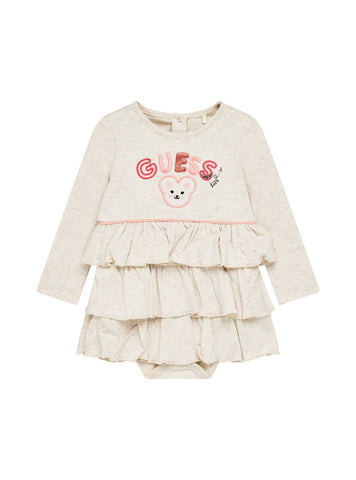 GUESS Kids Eco Beige Interlock Dress Bodysuit (0-12m) S5YG06KAE14 Front View