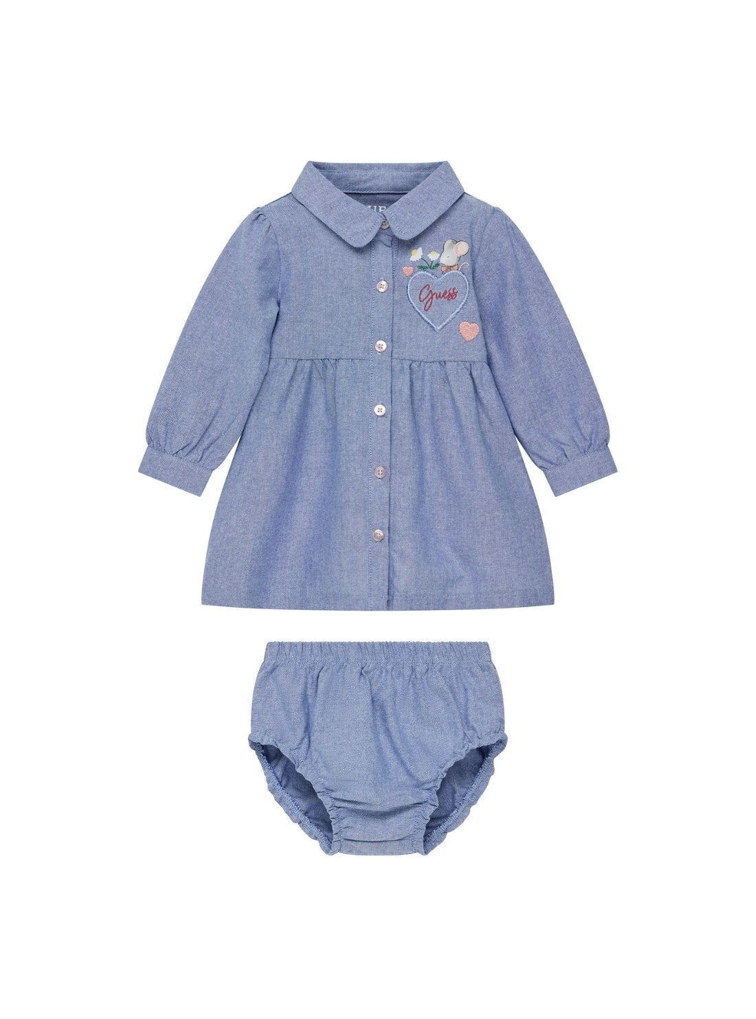 GUESS Kids Blue Long-Sleeve Dress Set (0-9m) S5YG07W9CL0O Front View