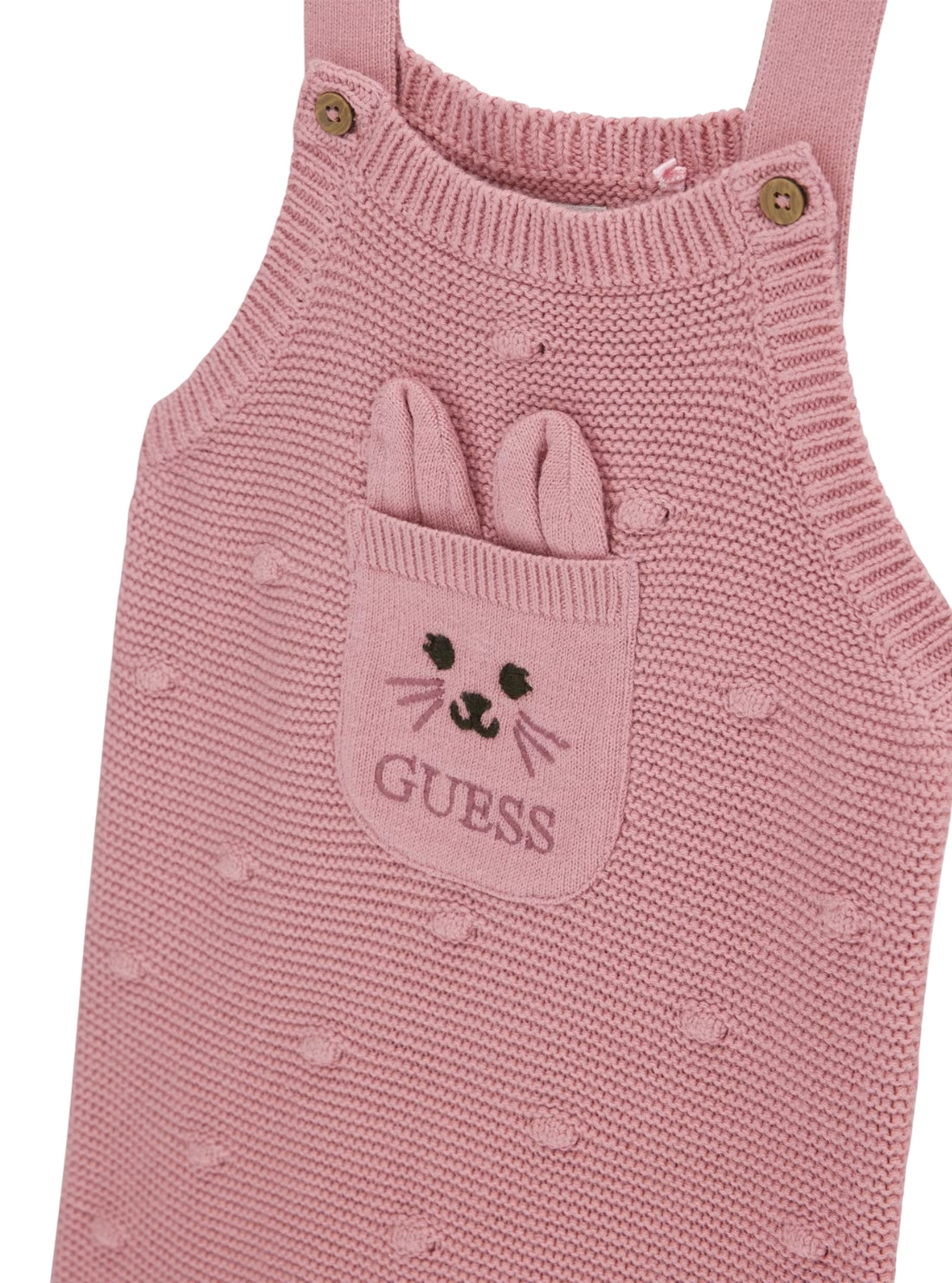 GUESS Kids Eco Pink Body and Knit Overall Set (0-12m) S5YG09K6YW1 Front Detail View