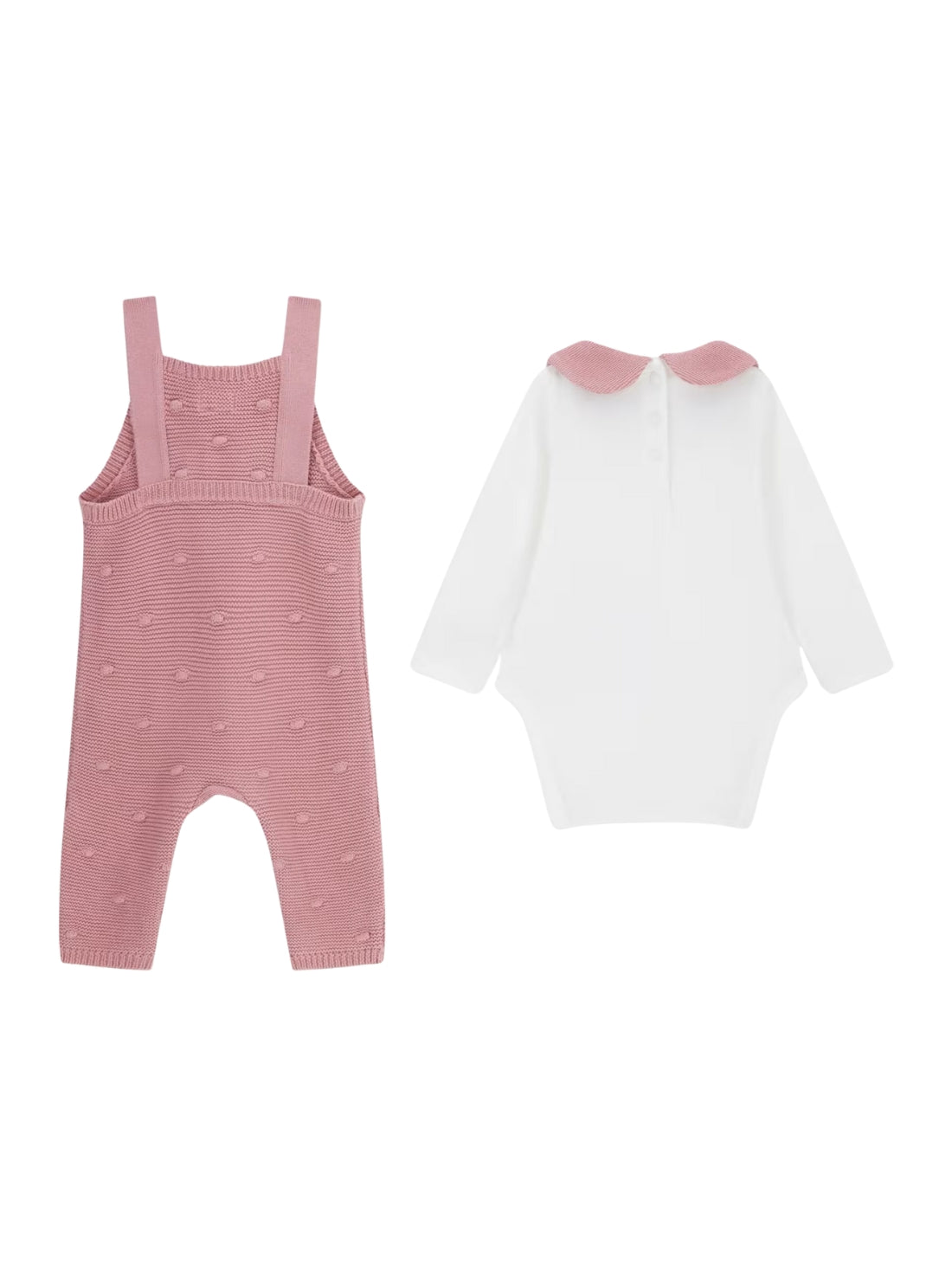 GUESS Kids Eco Pink Body and Knit Overall Set (0-12m) S5YG09K6YW1 Back View