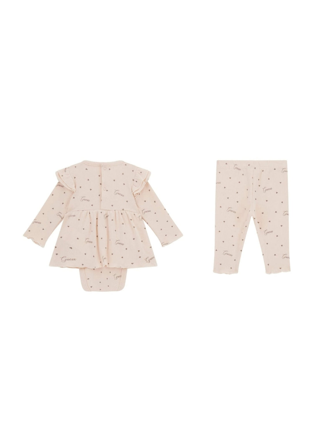 GUESS Kids Eco Beige Bodysuit Dress and Pants Set (0-12M) S5YG10KBZP4 Back View