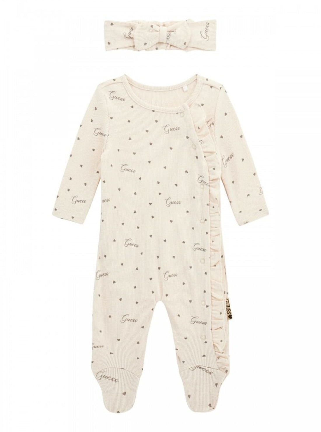 GUESS Kids Eco Beige Coverall and Headband Set (0-12m) S5YG11KBZP4 Back View