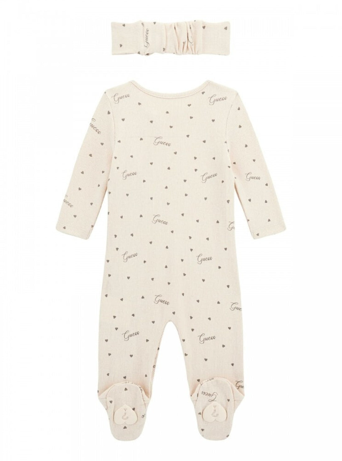 GUESS Kids Eco Beige Coverall and Headband Set (0-12m) S5YG11KBZP4 Front View