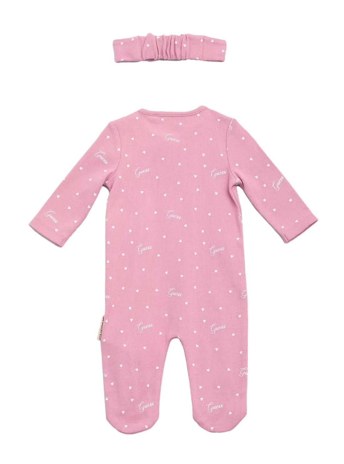 GUESS Kids Eco Pink Coverall and Headband Set (0-12m) S5YG11KBZP4 Back View