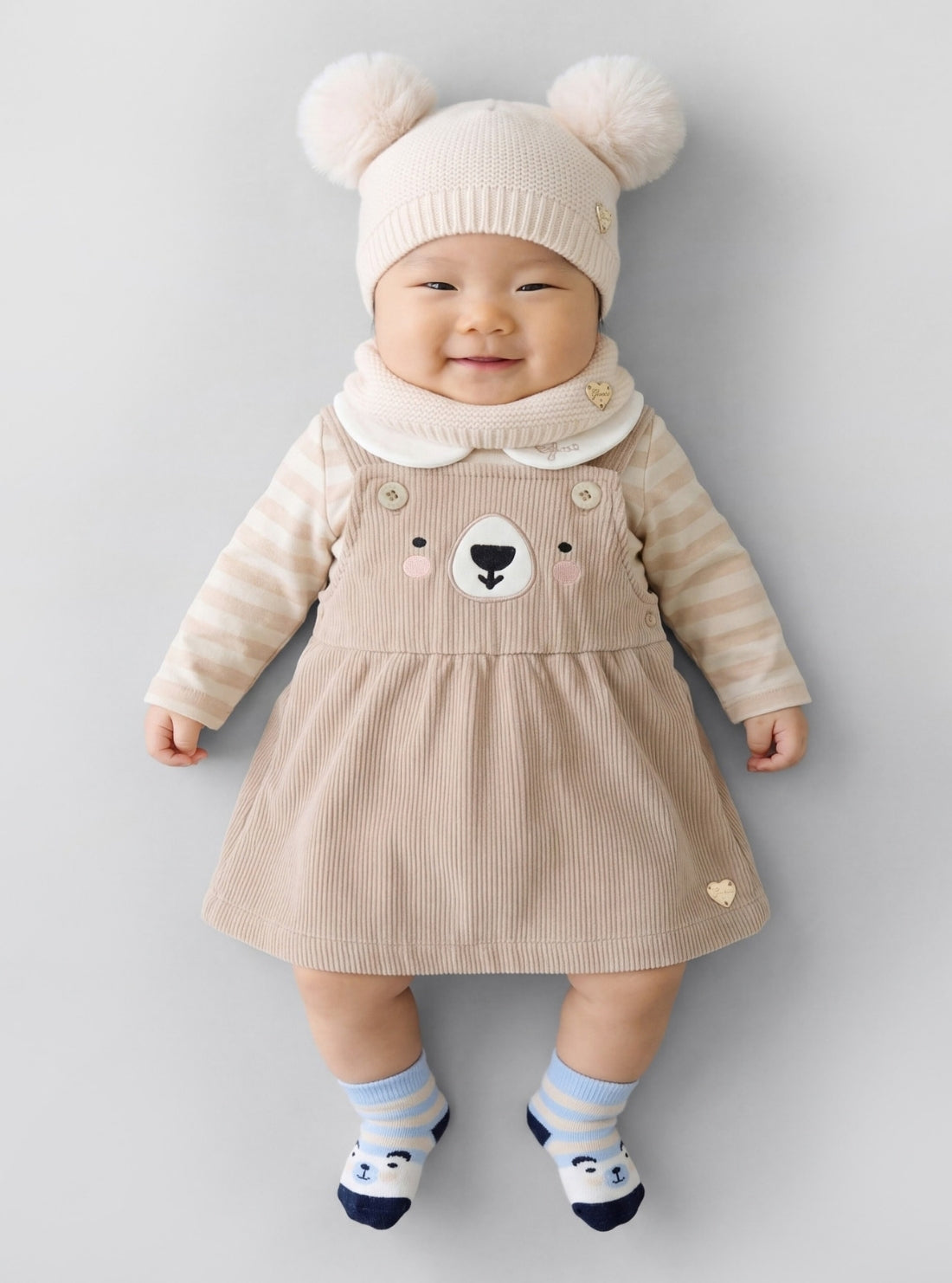 GUESS Kids Beige Bear Skirtall and Bodysuit Set (0-9m) S6BG11K6801 Model View
