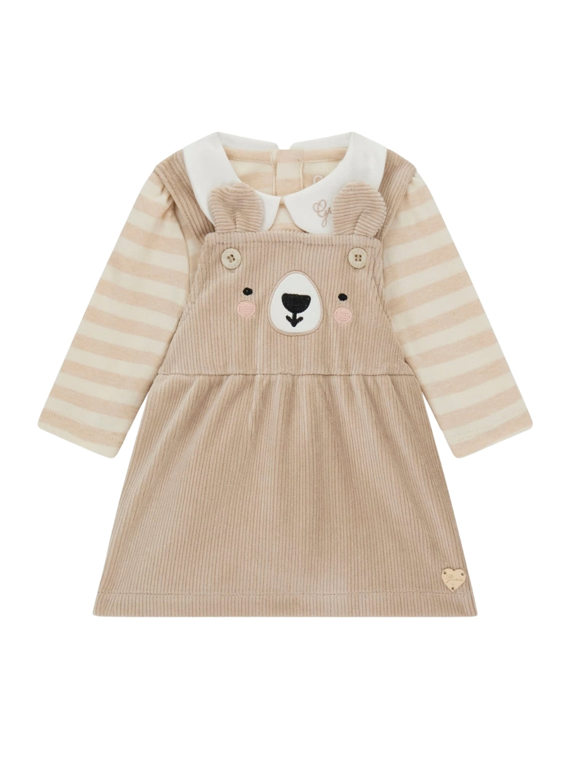 GUESS Kids Beige Bear Skirtall and Bodysuit Set (0-9m) S6BG11K6801 Front View