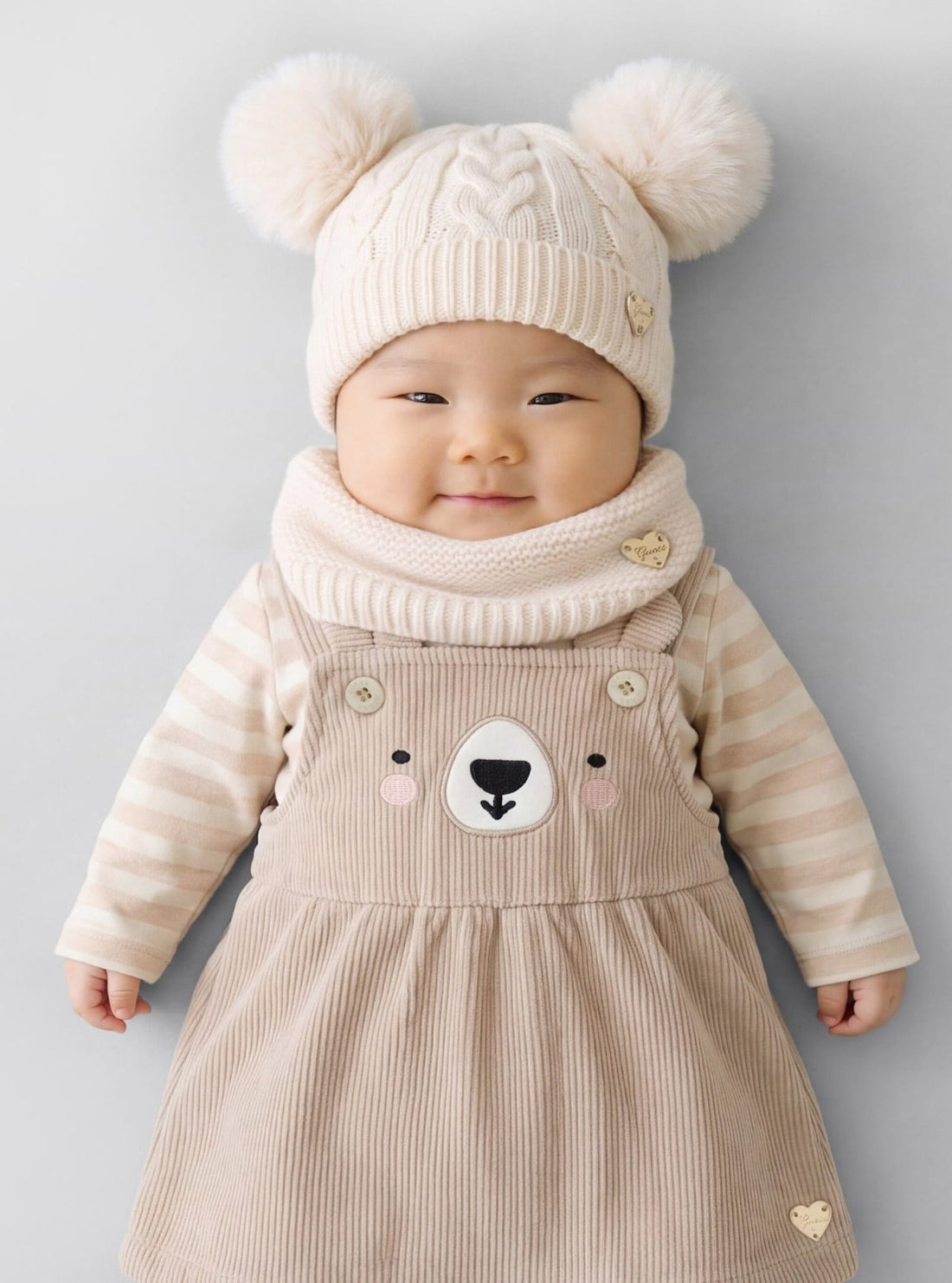 GUESS Kids Beige Bear Skirtall and Bodysuit Set (0-9m) S6BG11K6801 Model View