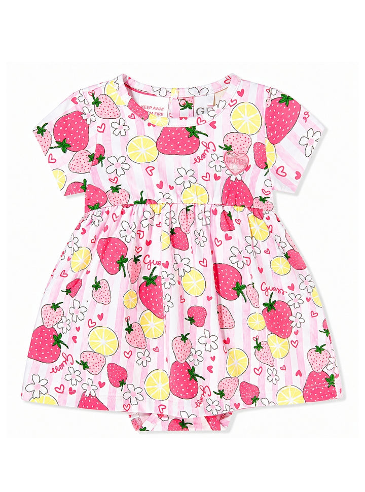 GUESS Kids Strawberry Lime Print Dress Bodysuit S6GG02K6YW4 Front View