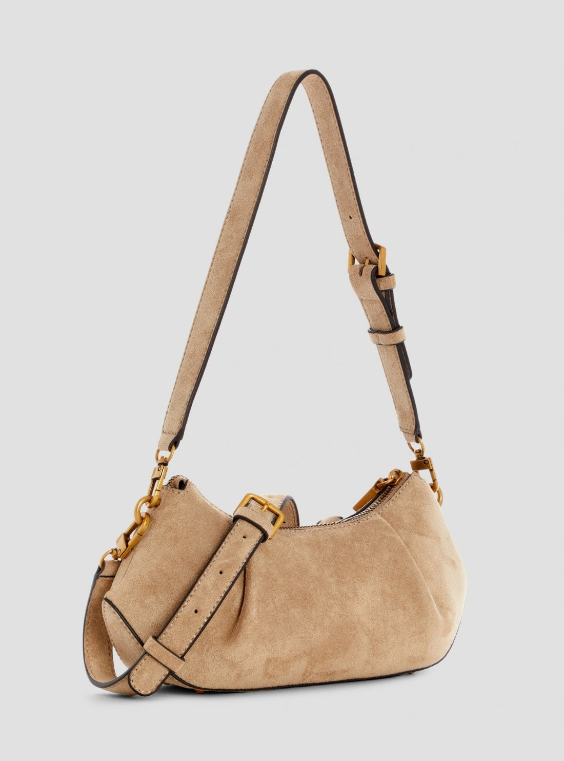 GUESS Womens Bone Allegra Shoulder Faux-Suede Crossbody Bag SB223717 back View