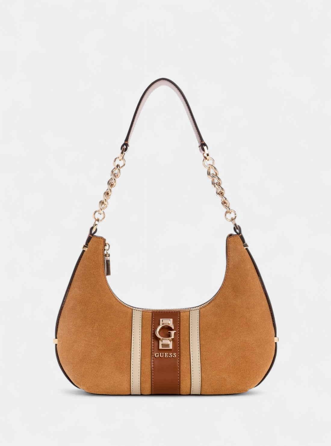 GUESS Womens Brown Erenia Top Zip Shoulder Bag SB783818 Front View