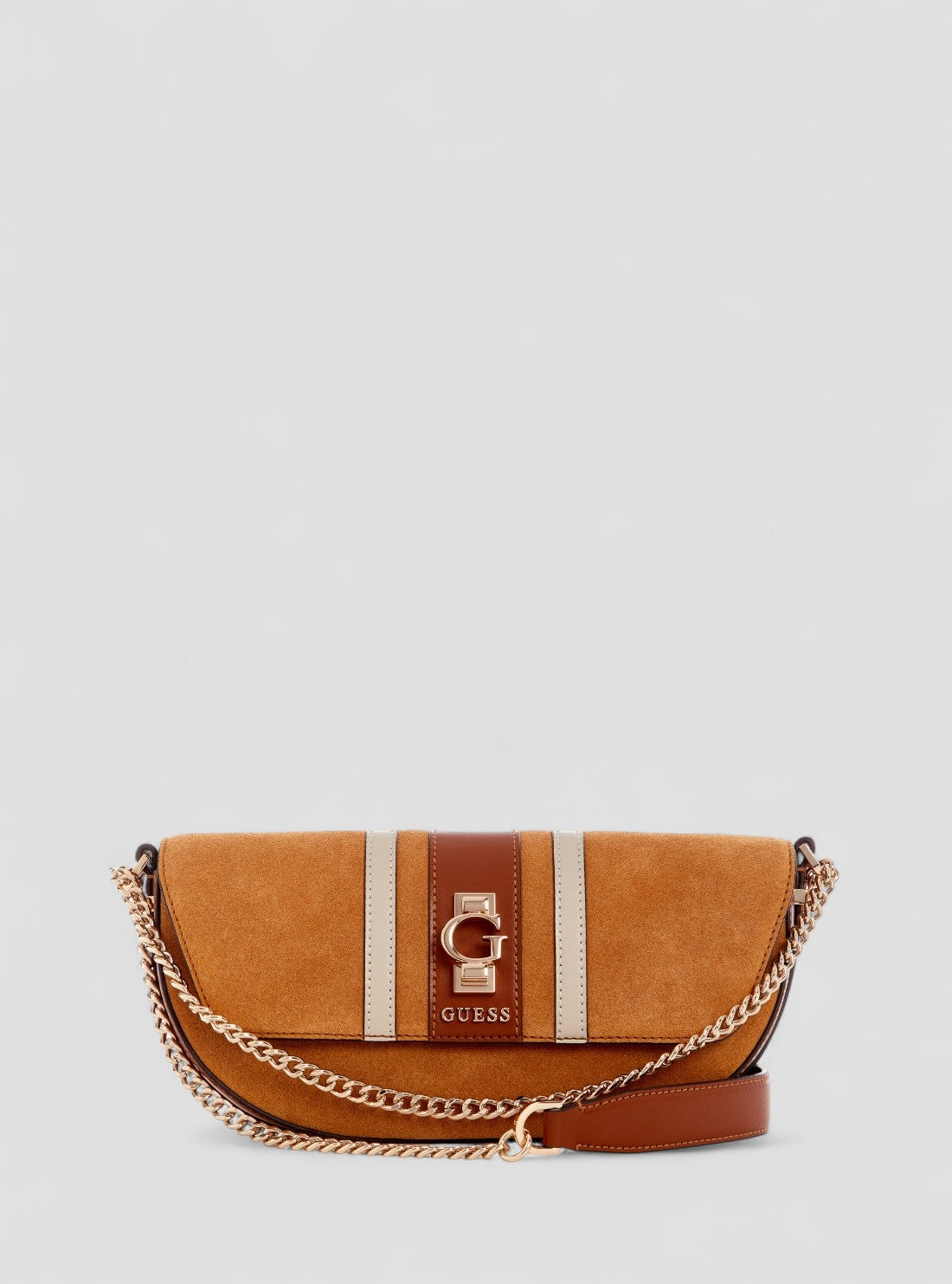 GUESS Womens Brown Erenia Convertible Crossbody Flap Bag SB783821 Front View