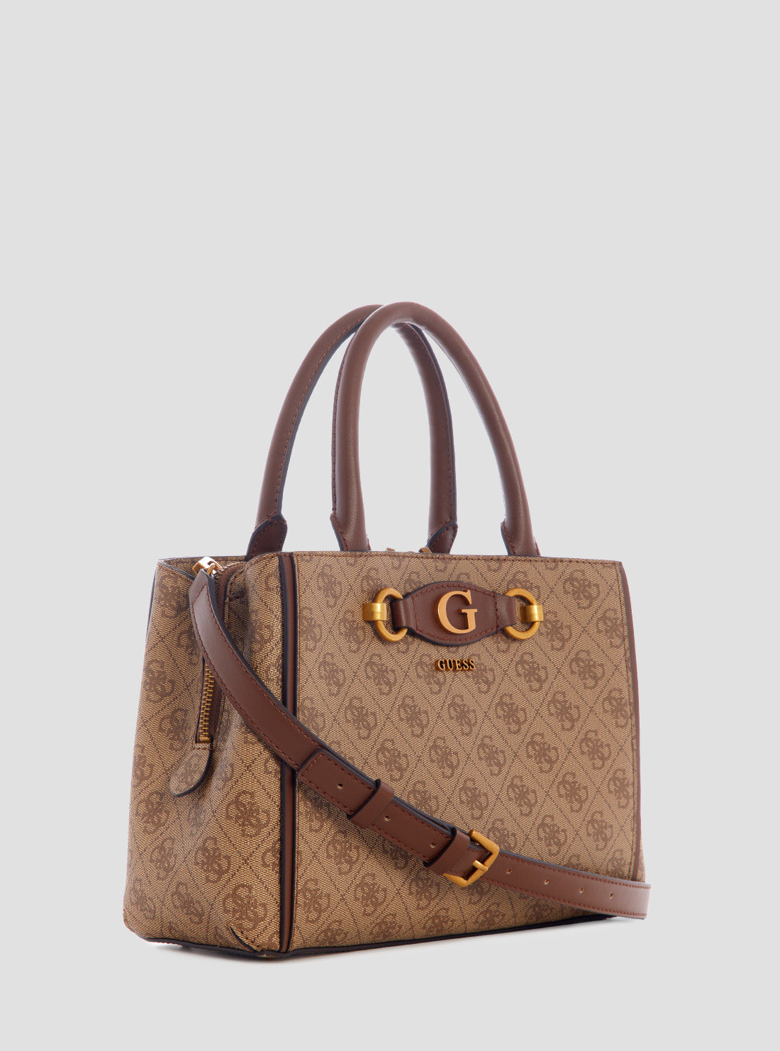 GUESS Womens Brown Logo Izzy Small Girlfriend Satchel Bag SB865404 Side View