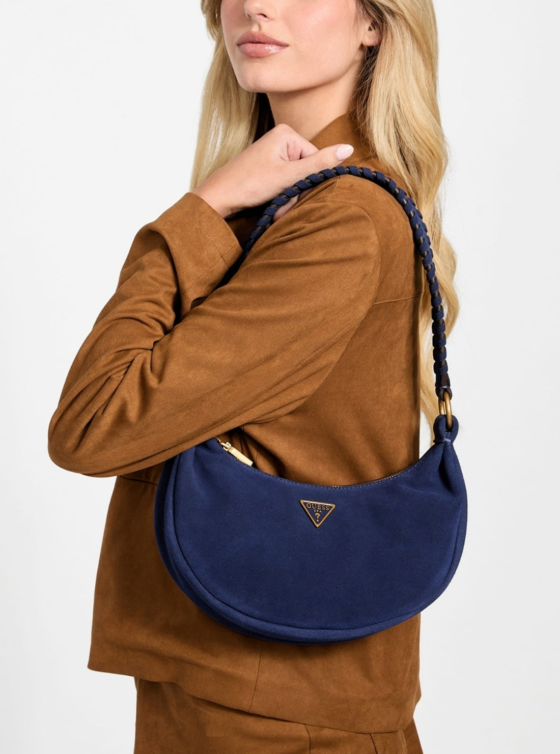 GUESS Womens Blue Amita Hobo Bag SB953972 Model View