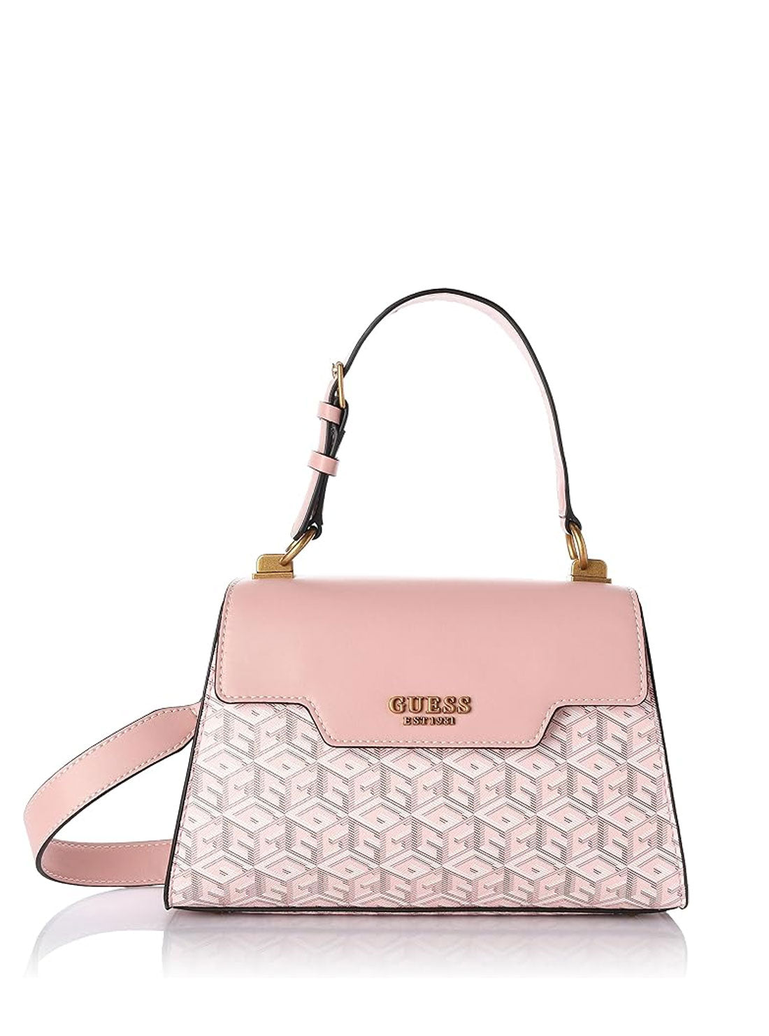 guess womens Pale Rose Logo Hallie Crossbody Bag front view