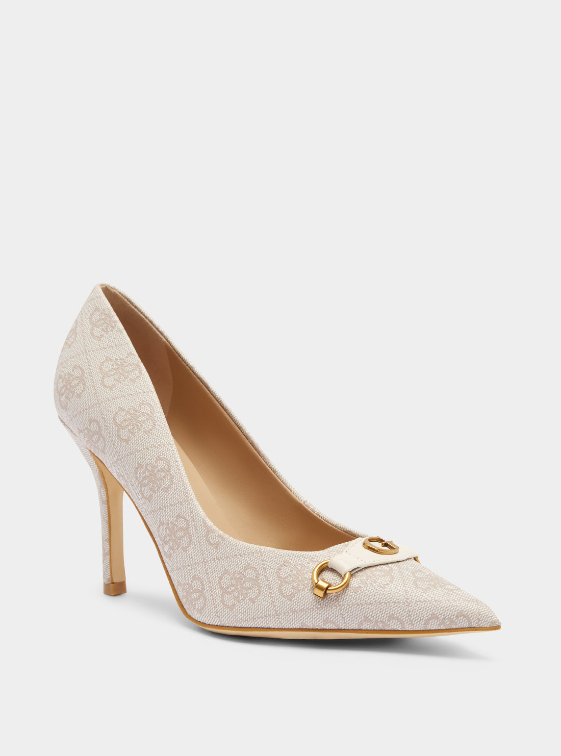 Insignia Shoes Beige Court Heels Beige Logo Scalee Stiletto Heels