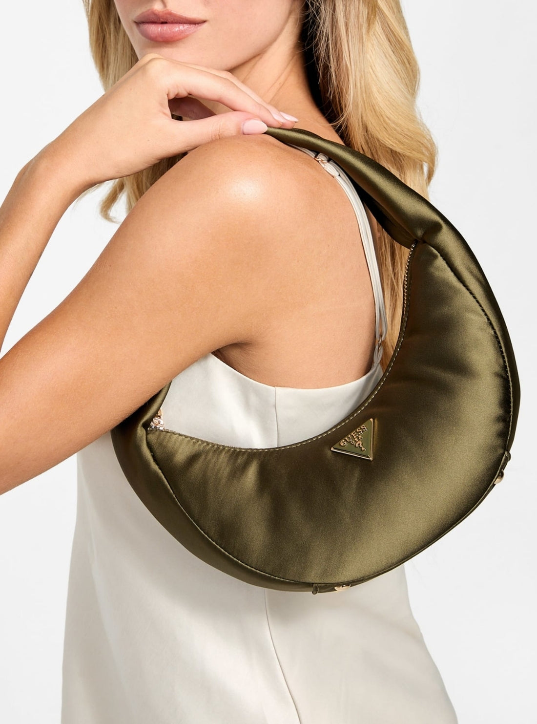 GUESS Womens Green Sunetra Mini Shoulder Bag SE753472 Model View