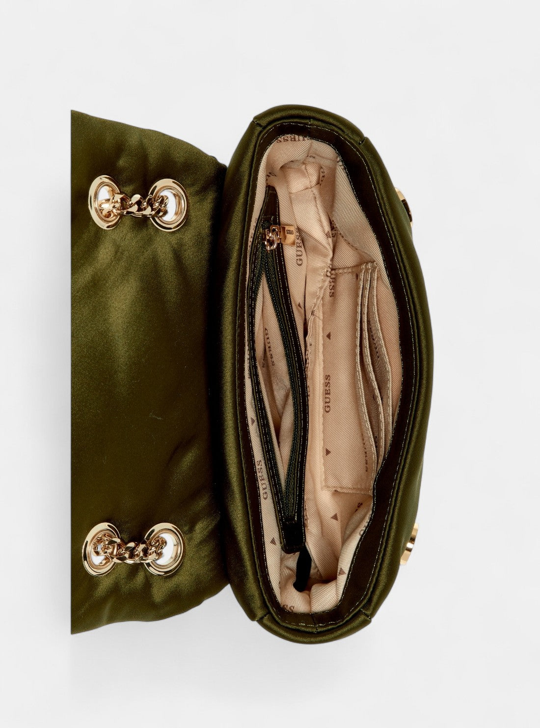 GUESS Womens Green Sunetra Mini Convertible Crossbody Flap SE753478  Inside VIew