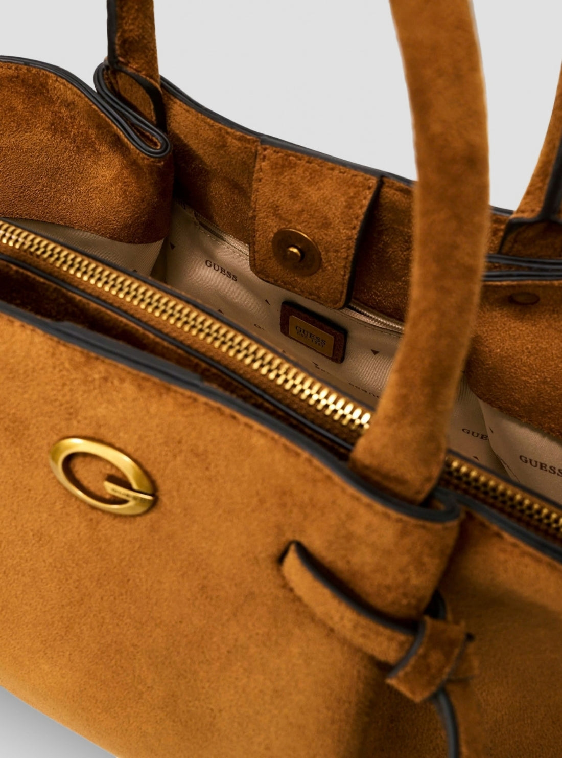 GUESS Womens Cognac Allegra Girlfriend Satchel Bag SG223706 Detail View