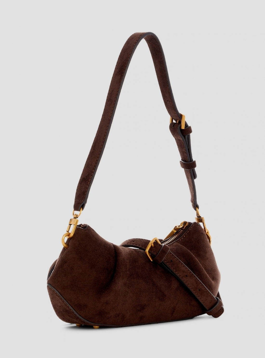 GUESS Womens Espresso Allegra Shoulder Faux-Suede Crossbody Bag SG223717 back View