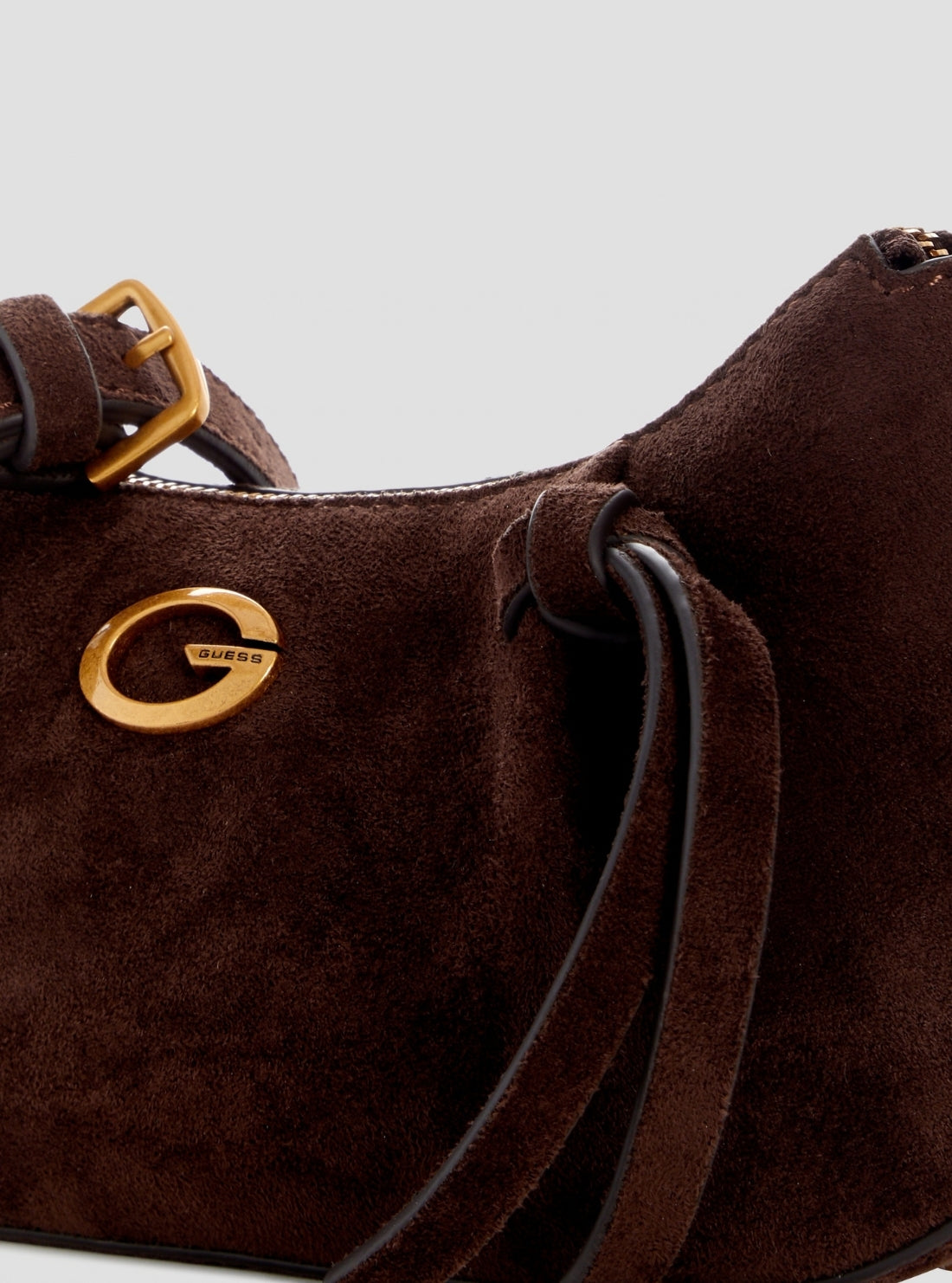 GUESS Womens Espresso Allegra Shoulder Faux-Suede Crossbody Bag SG223717 detail View