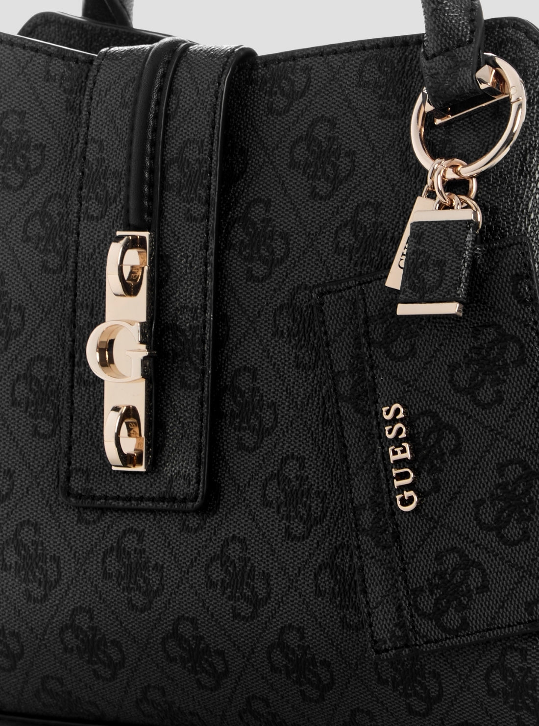 GUESS Womens Black Logo Yvonne Girlfriend Satchel Bag SG237806 Detail View