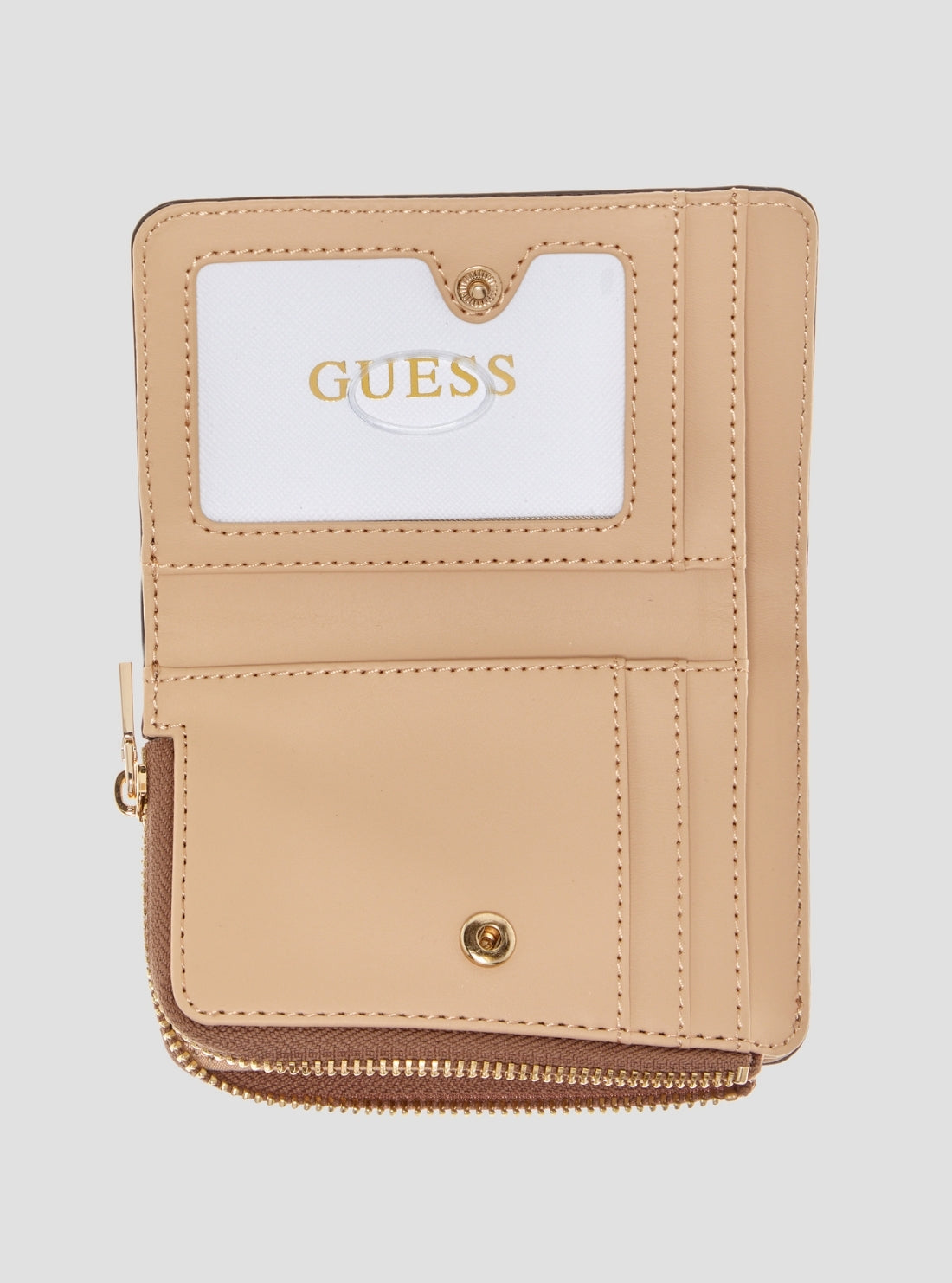 GUESS Womens Brown Logo Yvonne Zip Around Card Case SG2378156 Inside View