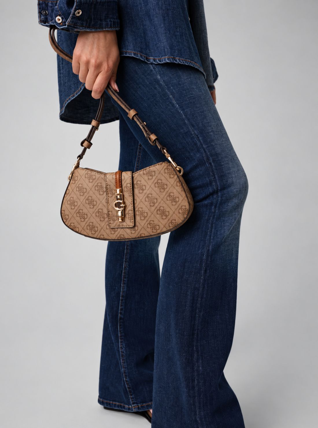 Brown Logo Yvonne Mini Convertible Shoulder Bag SG237873 Model View